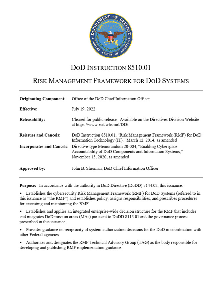 DoD Risk Management Framework Guide | PDF | Computer Security | Security