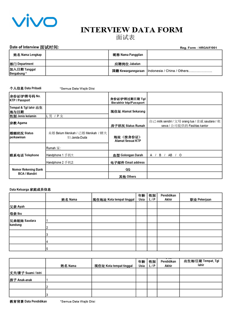 Interview Data Form (Promotor) | PDF