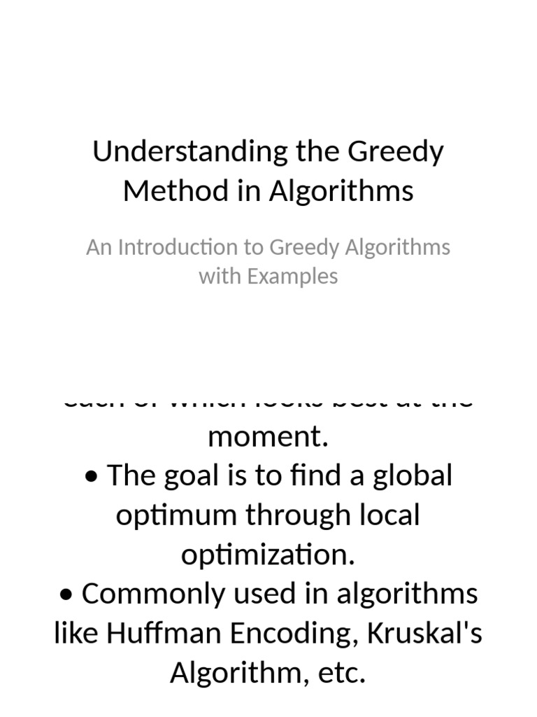 Greedy Method Presentation | PDF