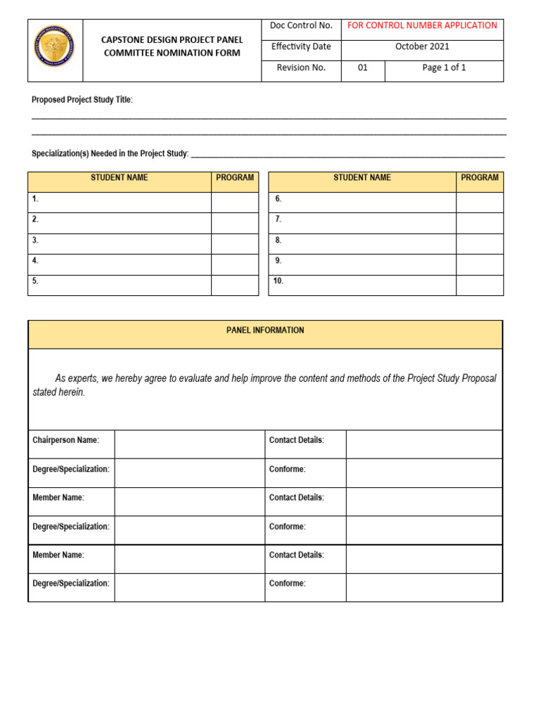 Capstone Project Panel Nomination Form | PDF | Chess Theory | Chess