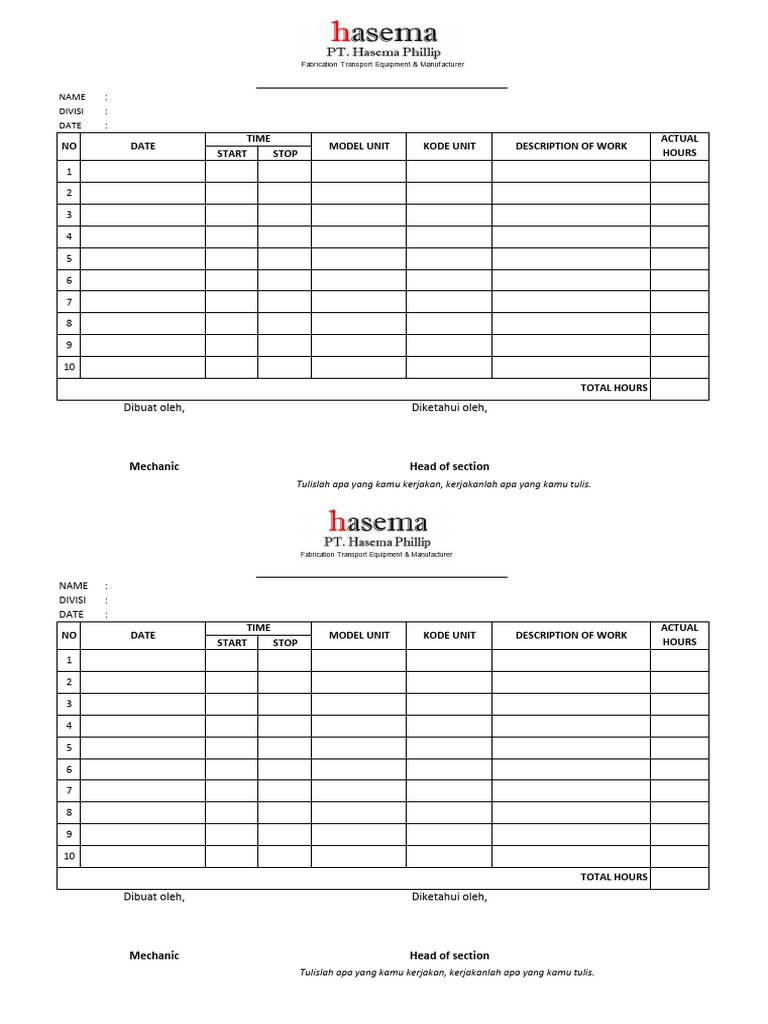 Mechanic Activity Report | PDF