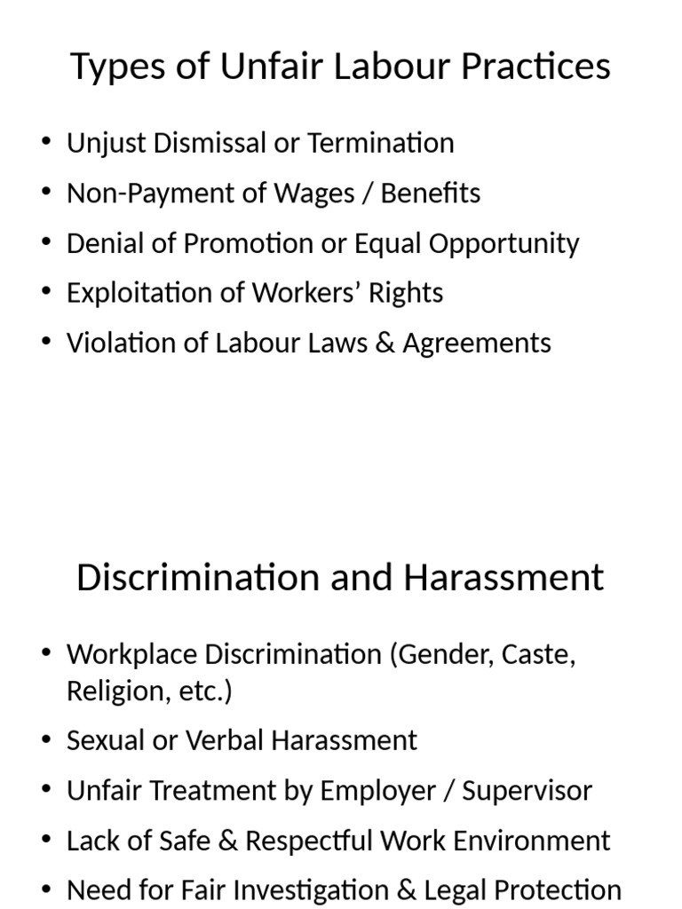 Unfair Labour Practices Presentation | PDF