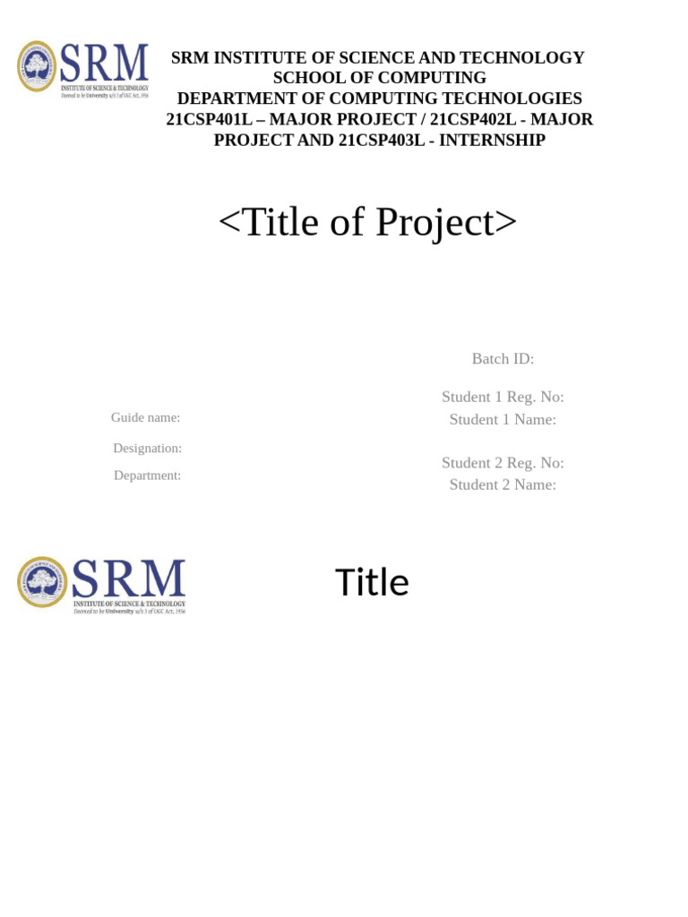 Major Project Submission Guidelines | PDF