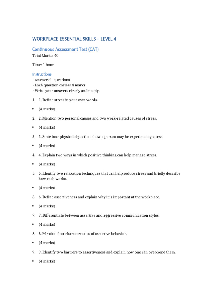 Workplace Essential Skills | PDF