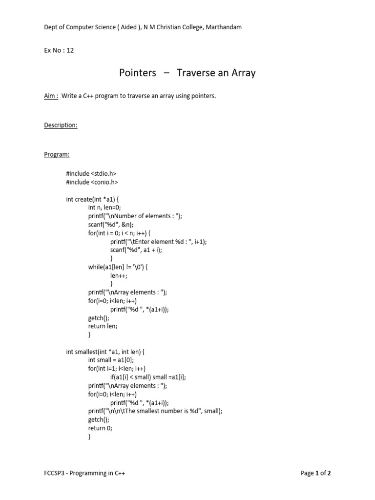 12 - Pointers - Array Traversal | PDF | Pointer (Computer Programming ...