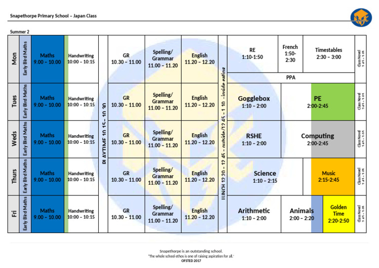 Snapethorpe Primary School Japan Class Schedule | PDF | Mathematics