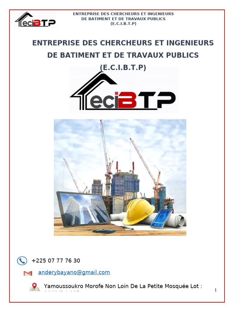 Services de BTP en Côte d'Ivoire | PDF | Matériaux de construction | Béton