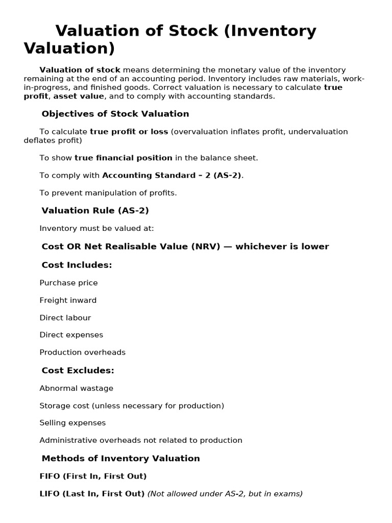 Stock and Asset Valuation Explained | PDF | Depreciation | Valuation ...