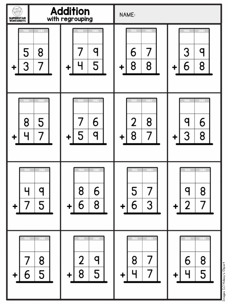 Double Digit Addition With Regrouping Worksheets XP | PDF