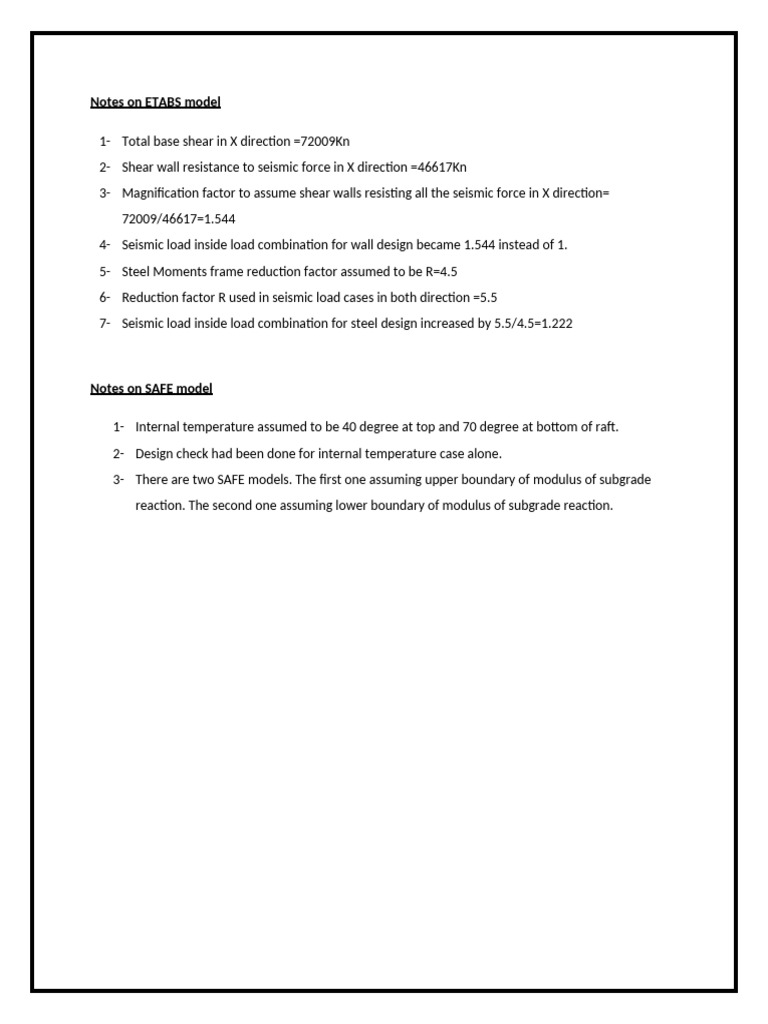 Notes On ETABS & Safe Model | PDF