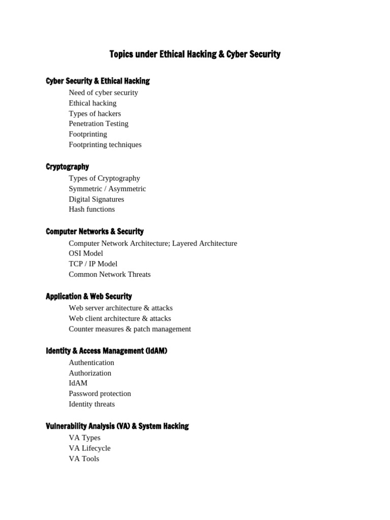 Ethical Hacking & Cyber Security | PDF