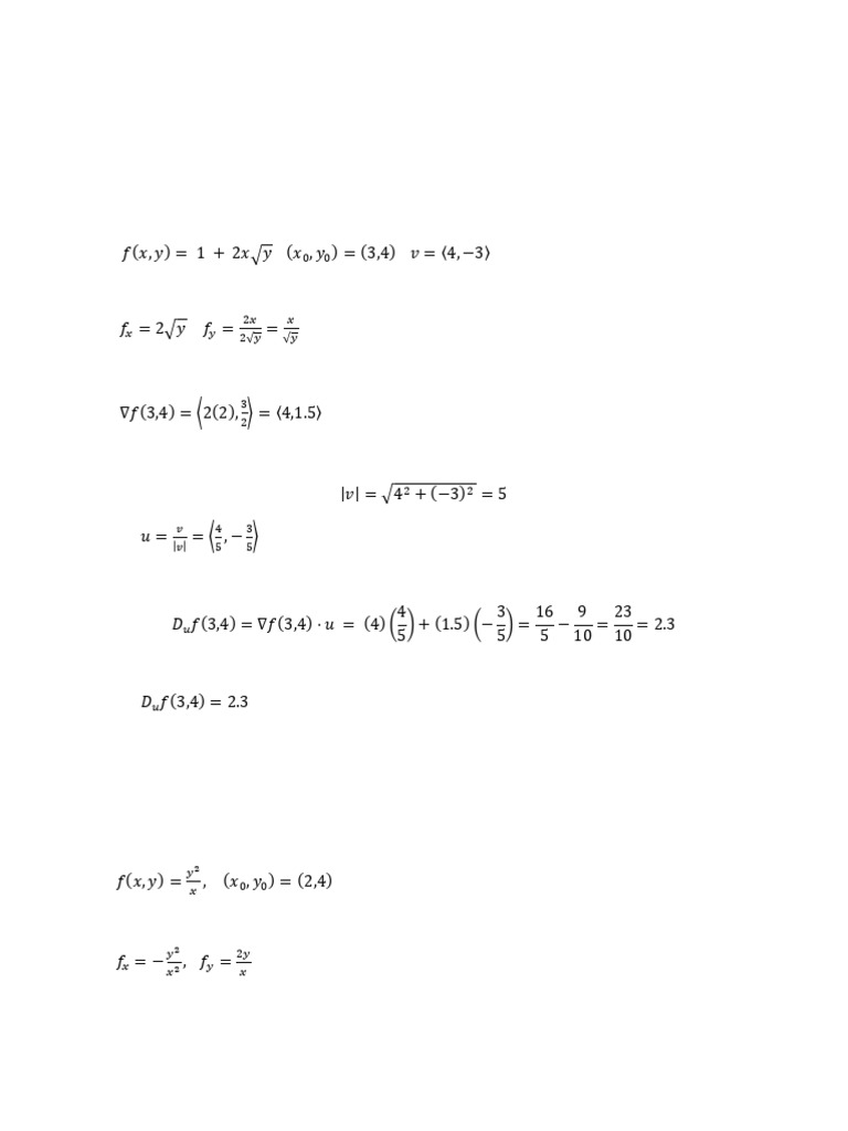 Gradient and Directional Derivative Calculations | PDF