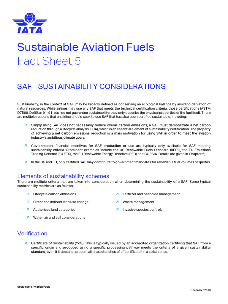 Sustainable Aviation Fuels Overview | PDF | Life Cycle Assessment ...
