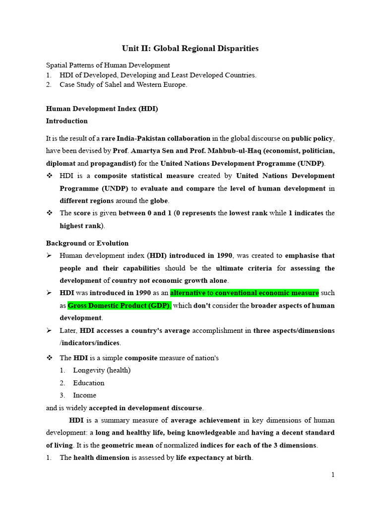 Global Disparities in Human Development | PDF | Human Development Index ...