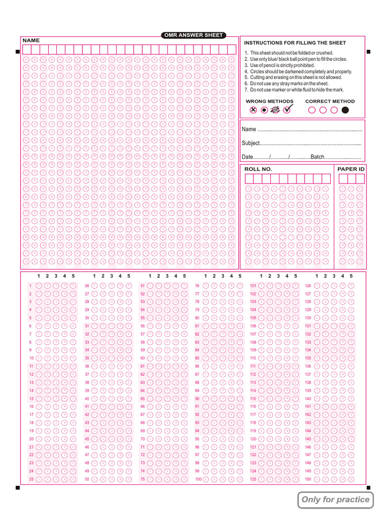 OMR Answer Sheet Instructions | PDF