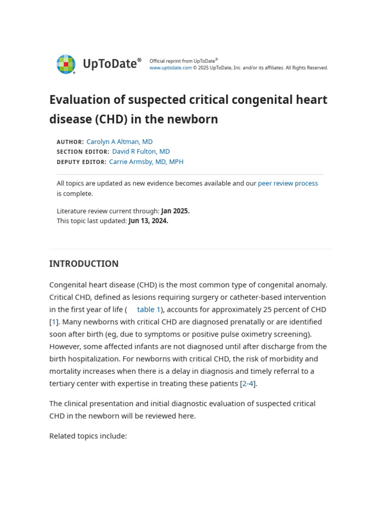 Evaluation of Suspected Critical Congenital Heart Disease CHD in | PDF ...