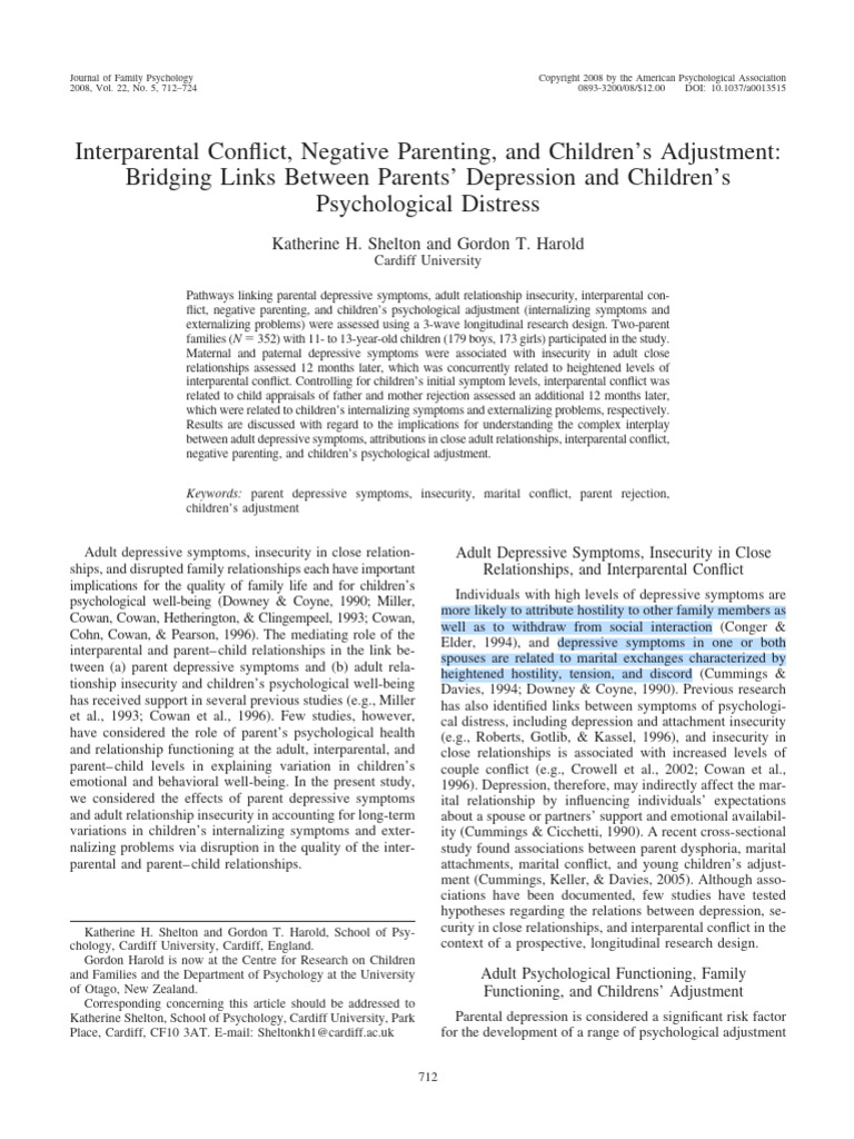 Parental Depression and Child Adjustment | PDF | Effect Size ...