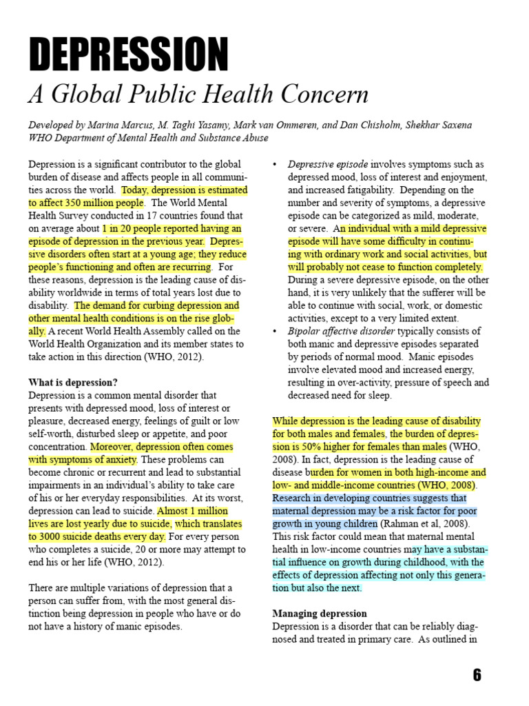 Understanding Global Depression Impact | PDF | Major Depressive ...
