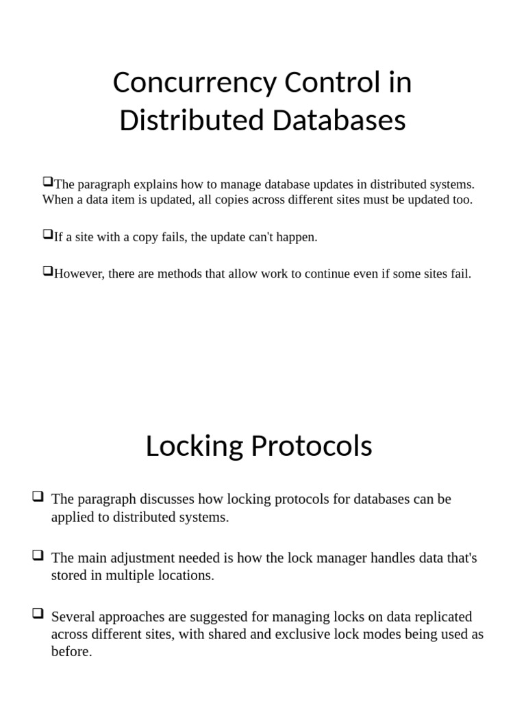 Concurrency Control in Distributed Databases | PDF | Xml | X Path