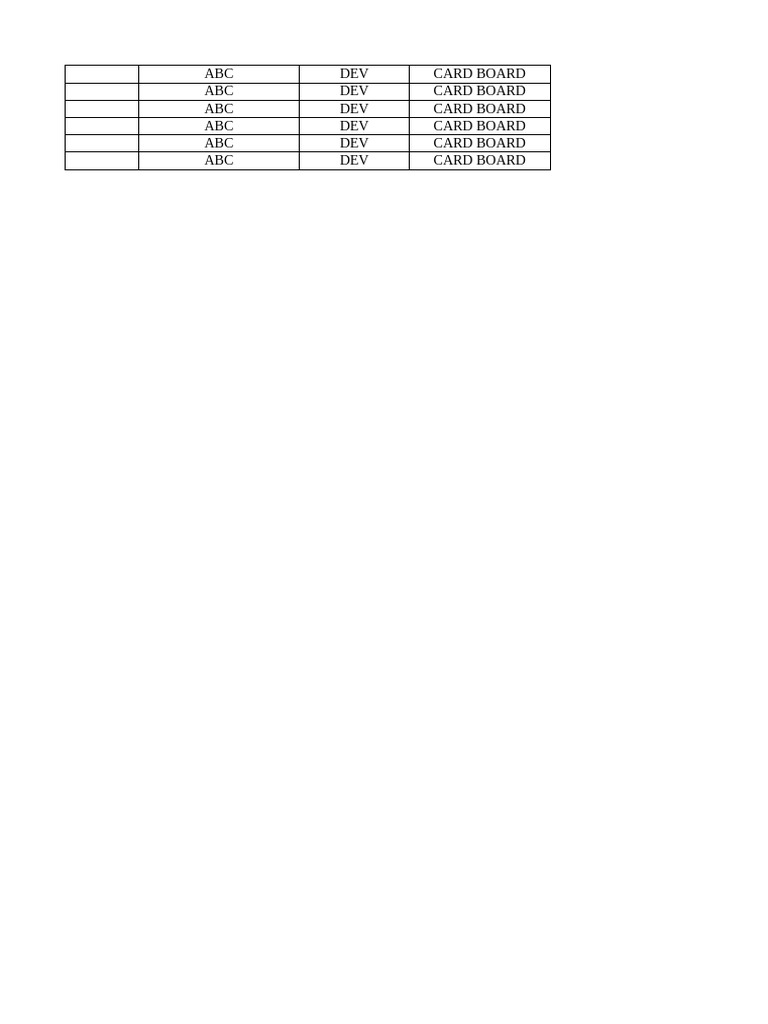 ABC Dev Cardboard Specifications | PDF