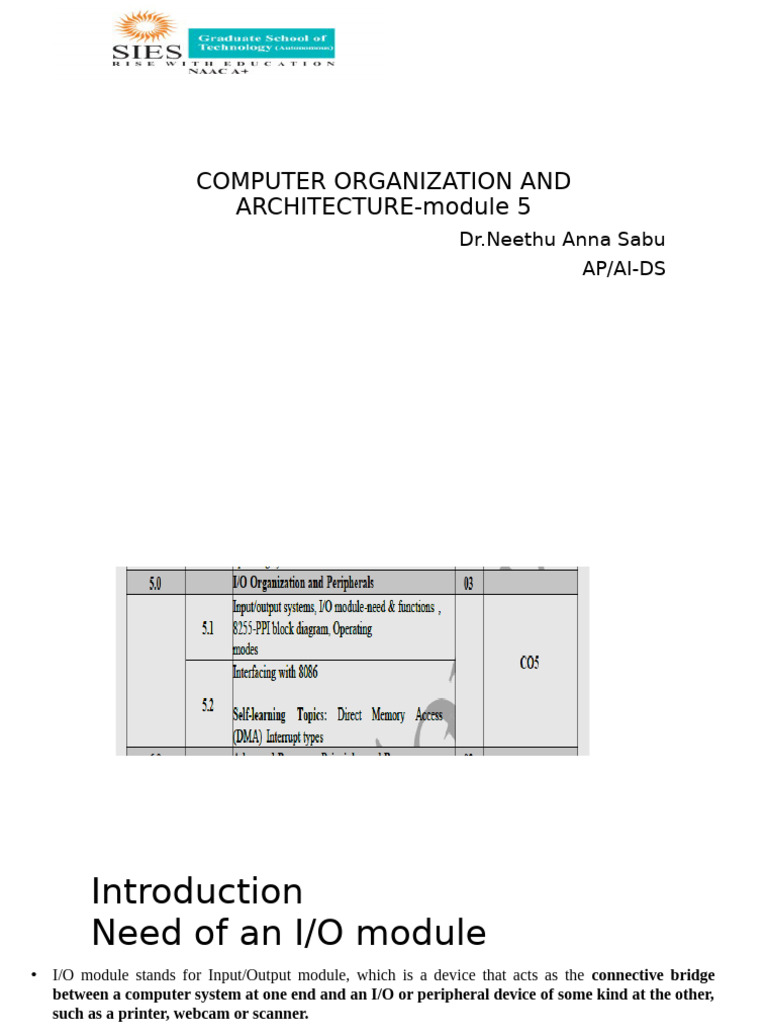 COA Module 5 | PDF | Input/Output | Programmable Logic Controller