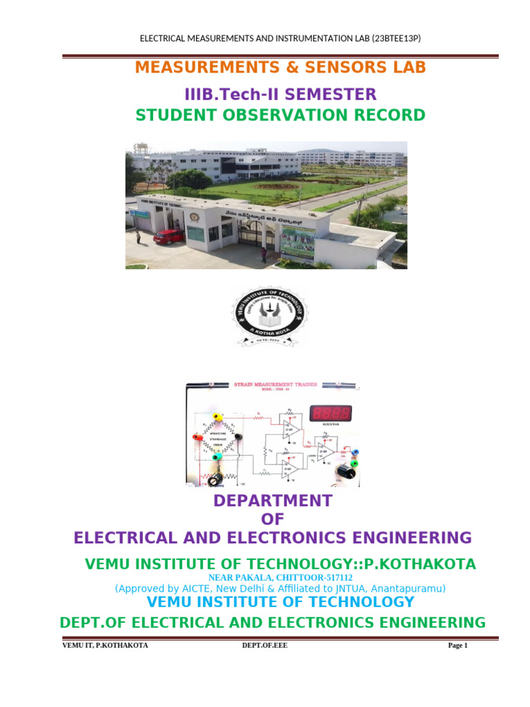 M & S With Circuits Lab r23 2025-26 III-II | PDF | Engineering | Voltage