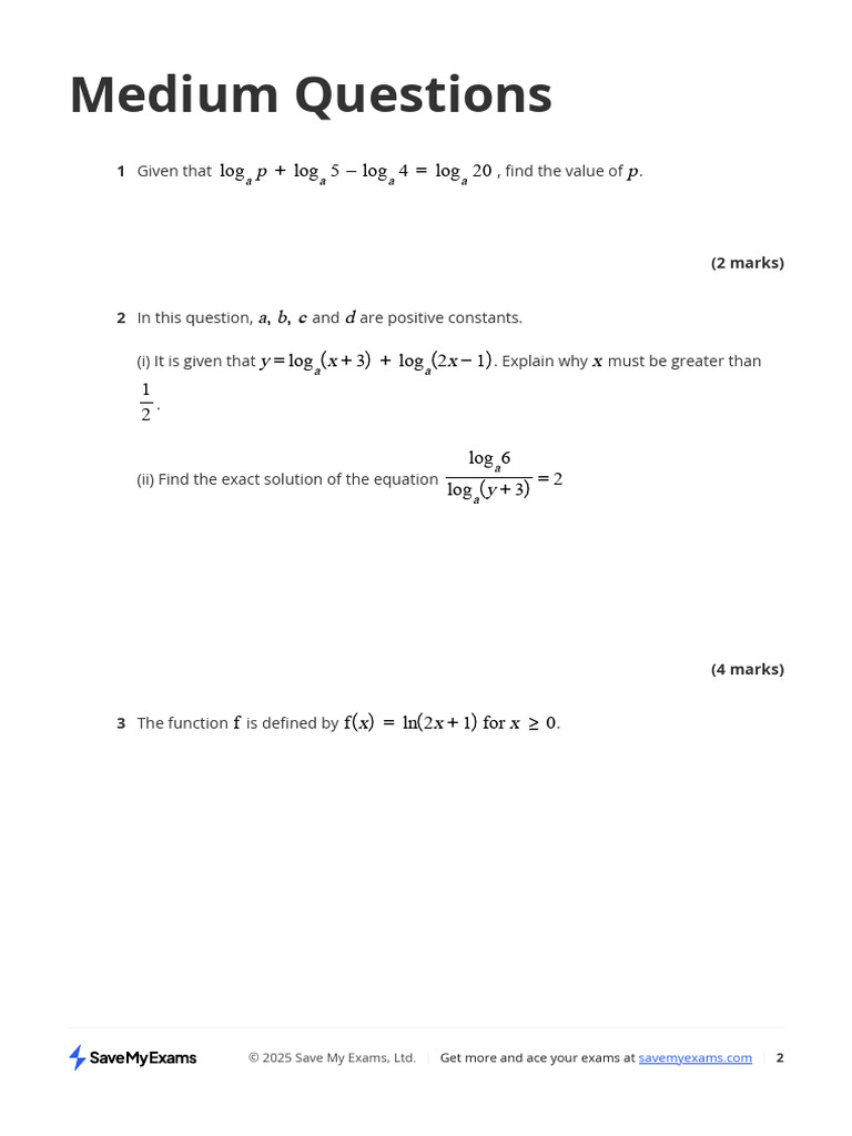 Logarithmic and Exponential Problem Set | PDF | Mathematics ...