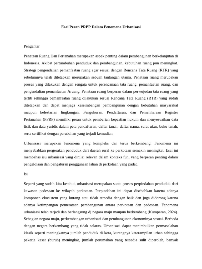 Peran PPRP dalam Urbanisasi Yogyakarta | PDF