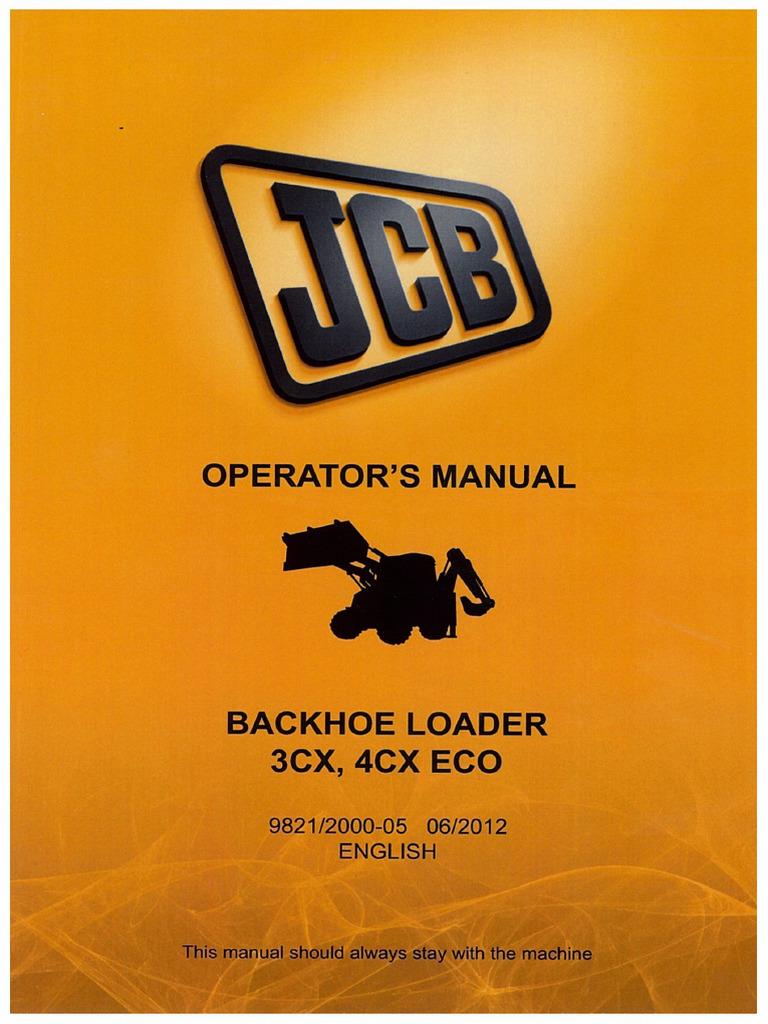 JCB 3CX Operation Manual (ENG) | PDF