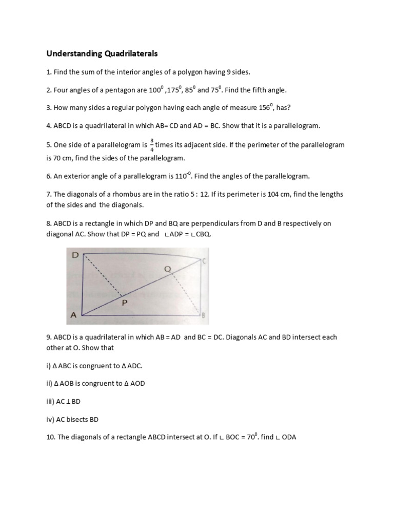 Quadrilateral Properties and Problems | PDF