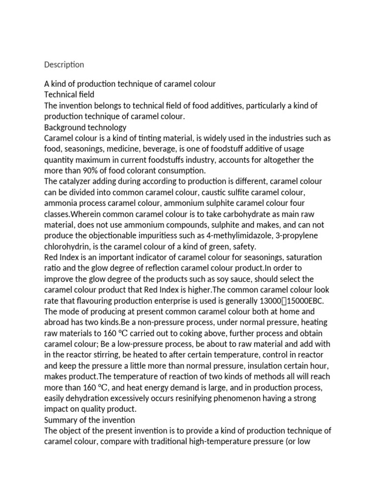 Innovative Caramel Color Production Method | PDF | Acid | Sodium Hydroxide