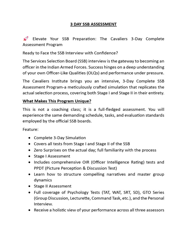 3 Day SSB Prog | PDF | Cognition | Evaluation Methods