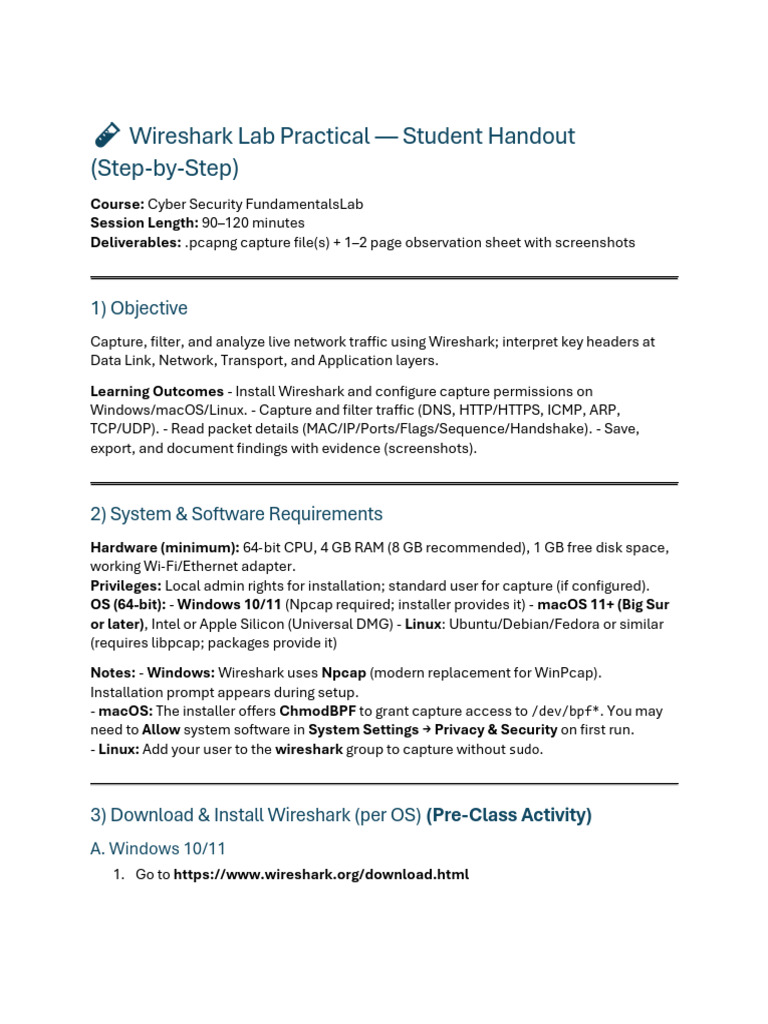 Wireshark Lab Practical Guide | PDF | Transmission Control Protocol ...