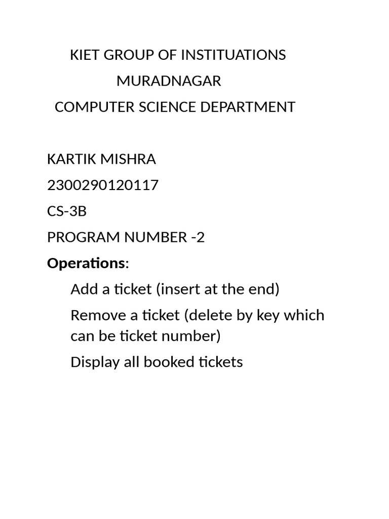 Ticket Management System Code | PDF