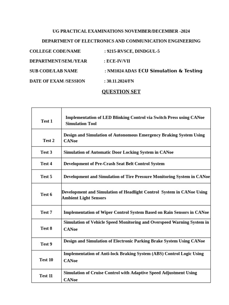 ECE Practical Exam: CANoe Simulations 2024 | PDF | Anti Lock Braking ...