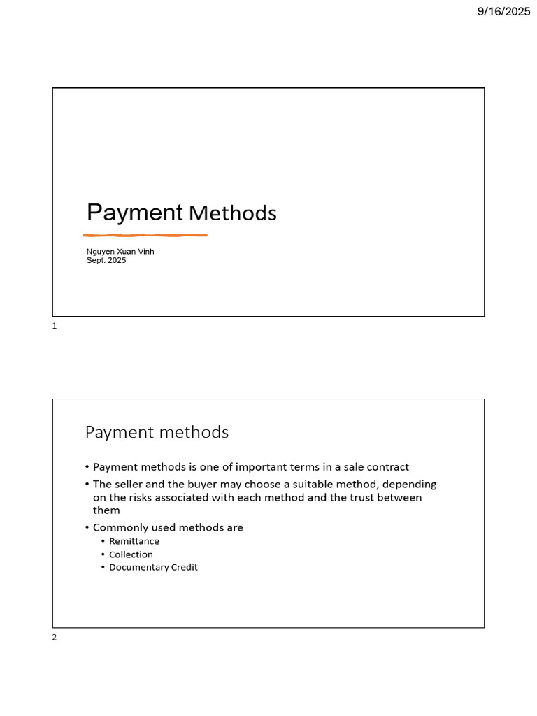 Payment Methods in Sale Contracts | PDF | Financial Services | Money