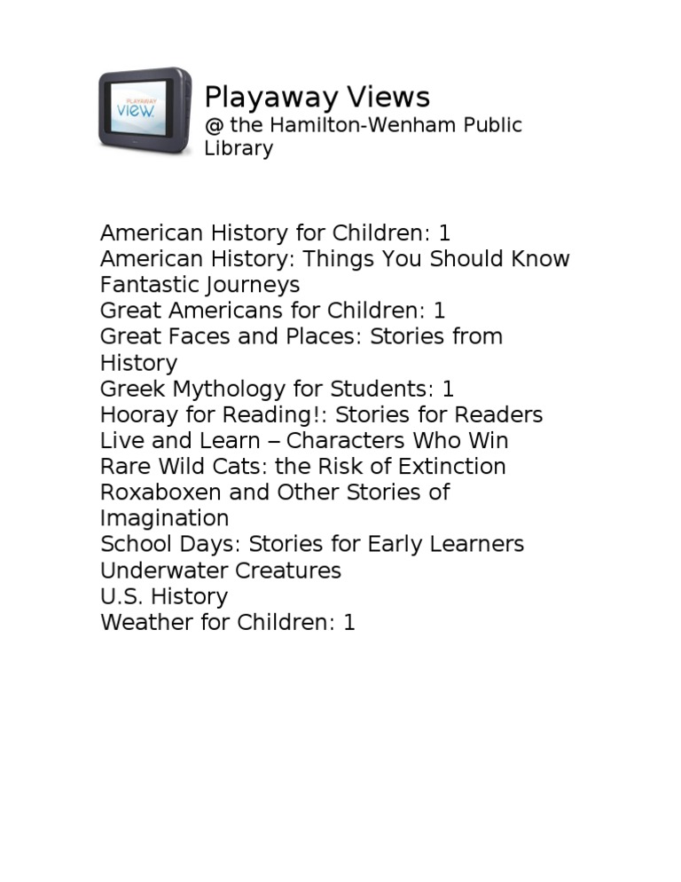 Playaway Views: Children's History & Stories | PDF