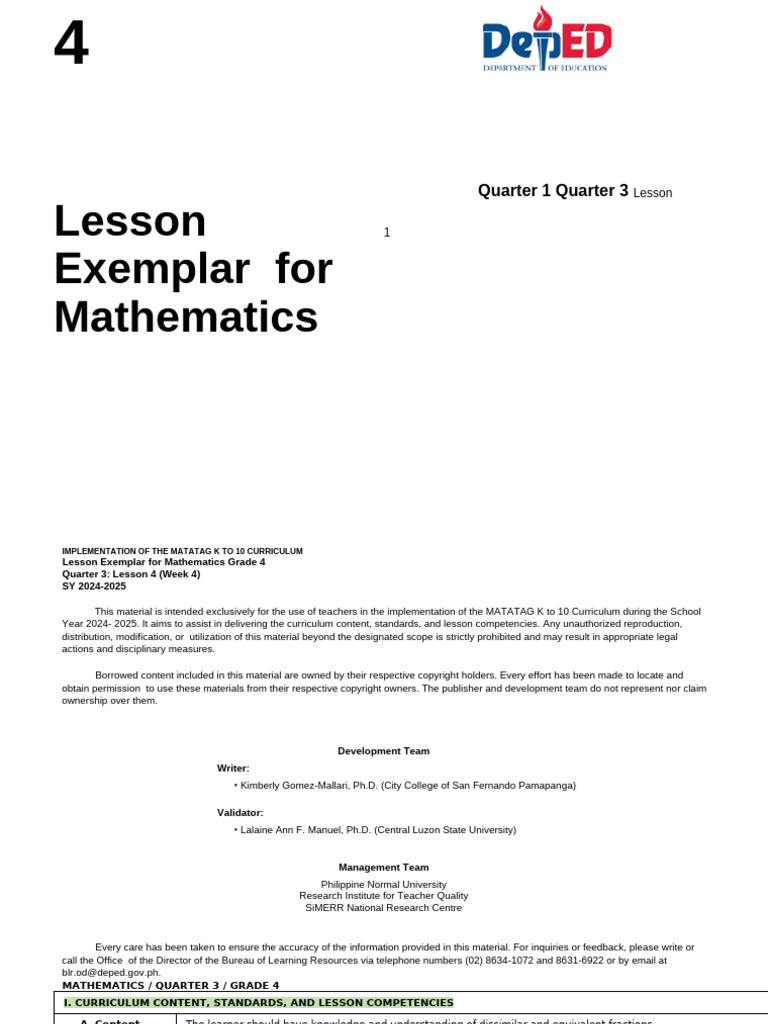 Grade 4 Math: Ordering Dissimilar Fractions | PDF | Mathematics ...