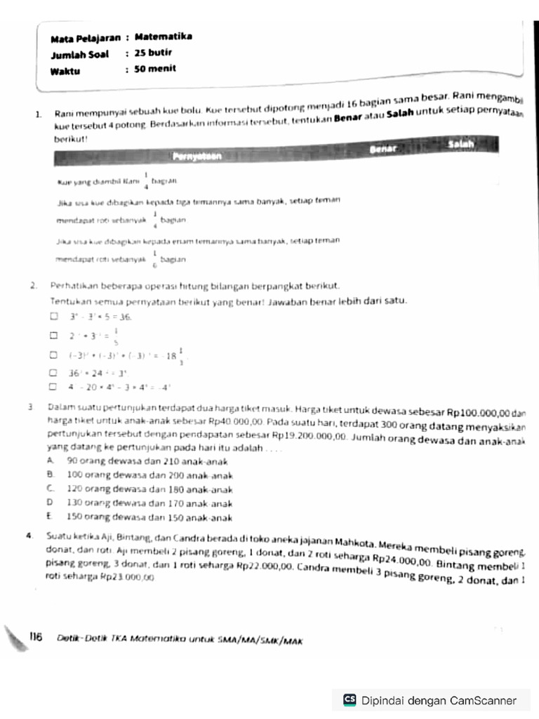 Latihan TKA Matematika SMA | PDF