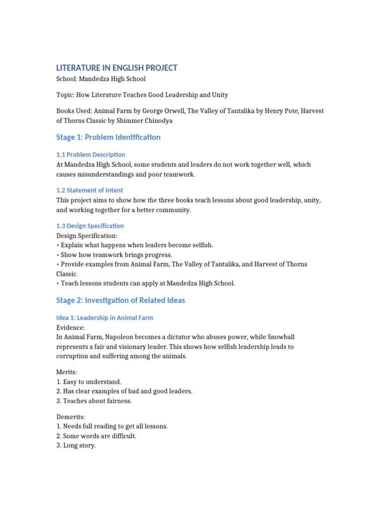 Literature's Lessons on Leadership & Unity | PDF | Leadership