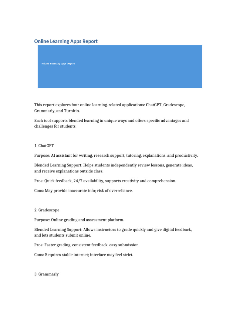 Online Learning Apps Report | PDF