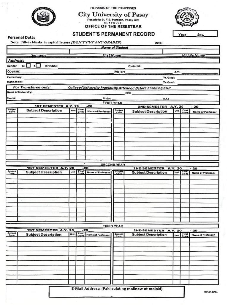Students Permanent Record | PDF
