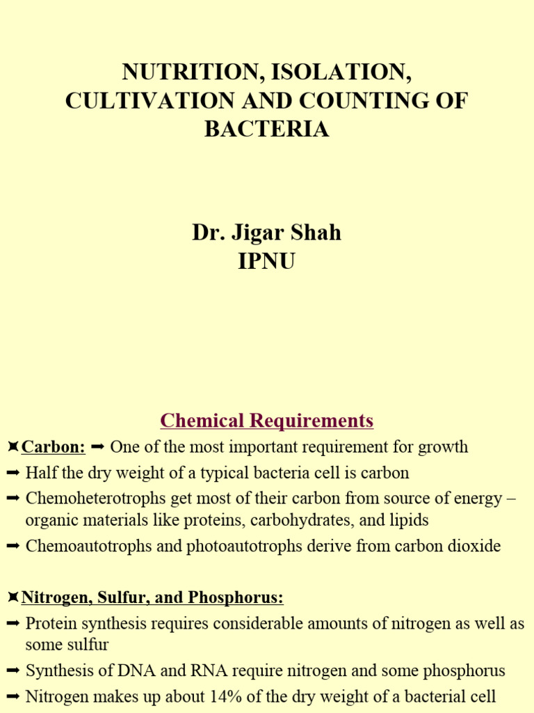 Bacterial Nutrition and Cultivation Methods | PDF | Growth Medium ...
