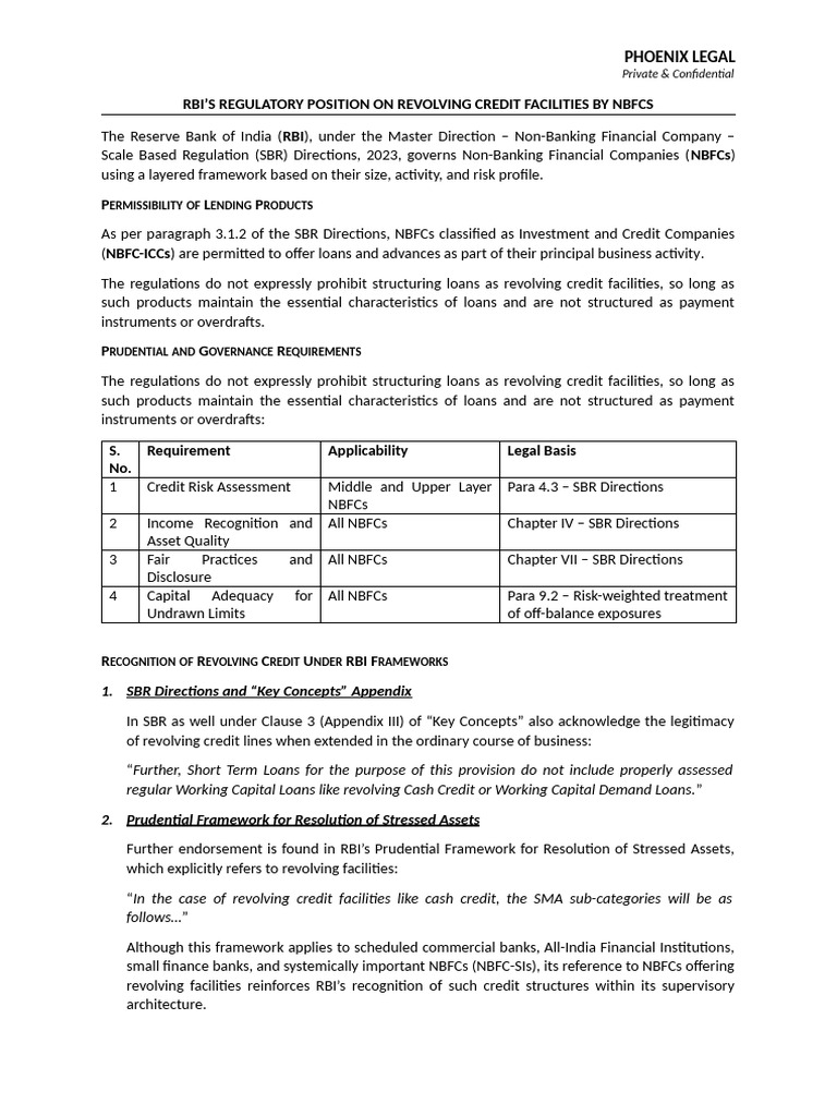 RBI Guidelines on NBFC Revolving Credit | PDF | Loans | Credit