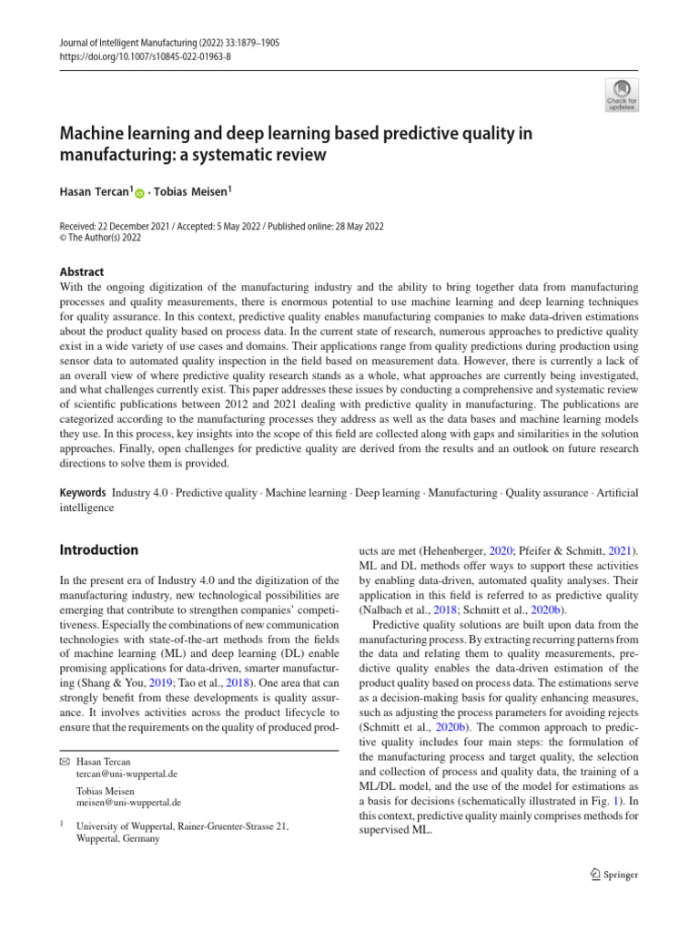 Machine Learning and Deep Learning-Based Predictive Quality in ...