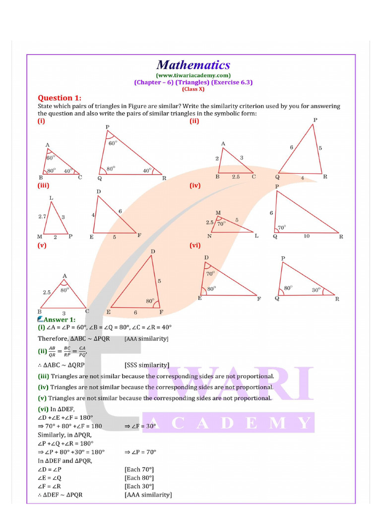 NCERT Solutions For Clanjhknbss 10 Maths Chapter 6 Exercise 6 | PDF