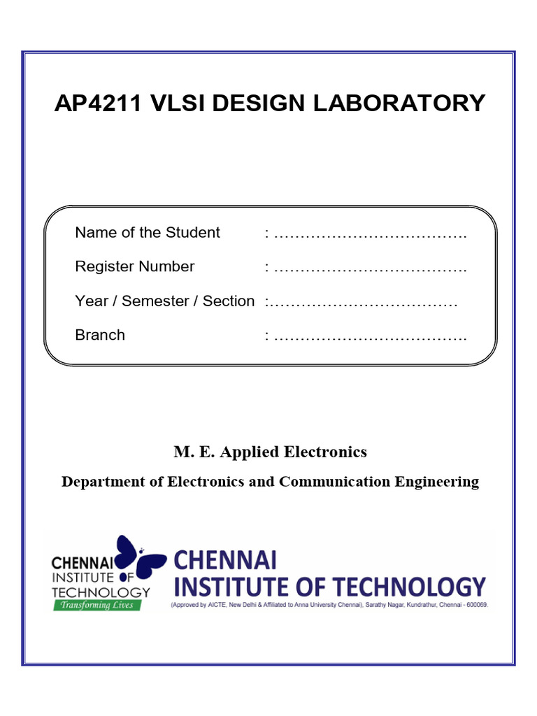 VLSI Design Laboratory Course Overview | PDF | Vhdl | Hardware ...