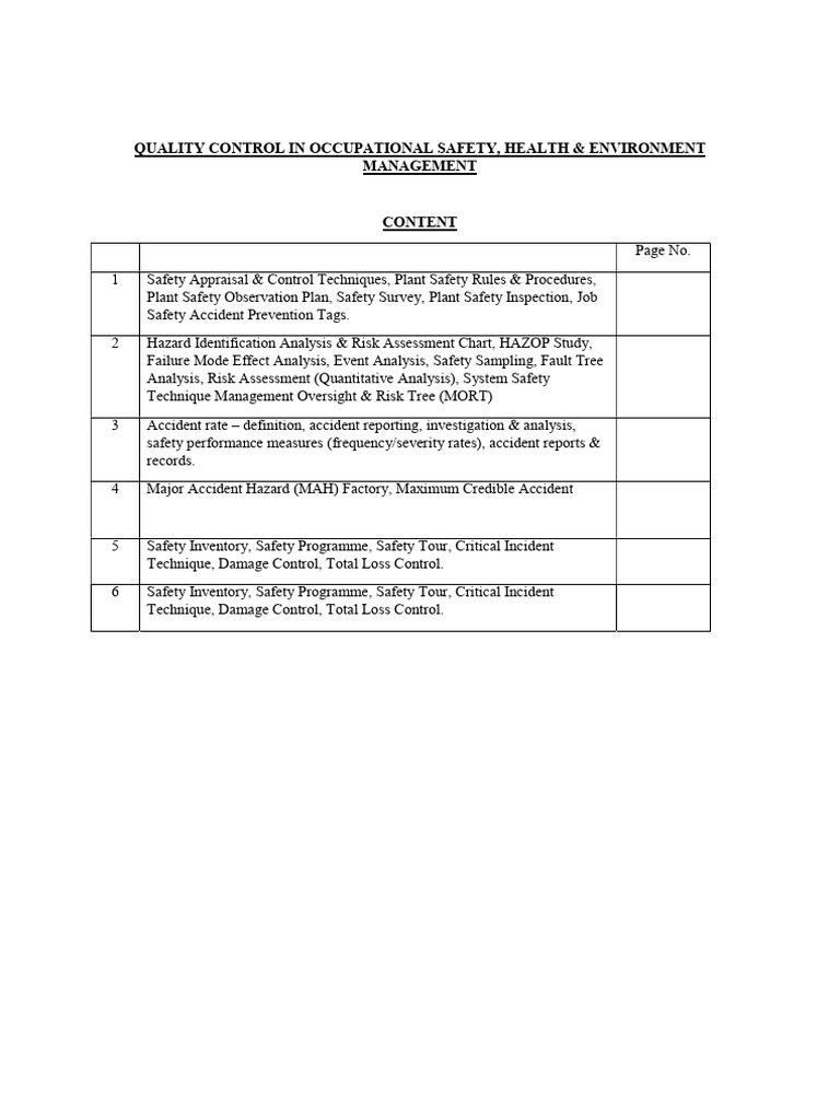 Quality Control in Occupational Health and Safety 23113 | PDF | Safety ...