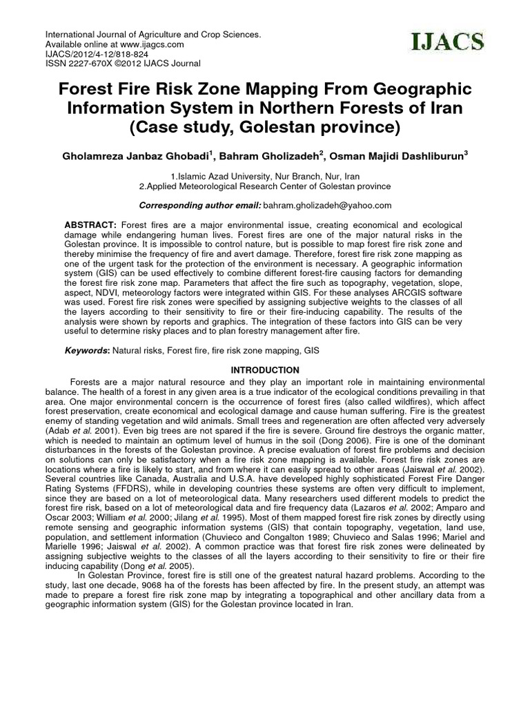 Forest Fire Risk Mapping in Golestan, Iran | PDF | Natural Environment ...