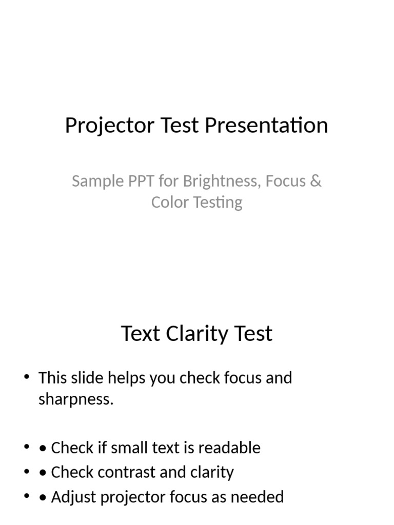 Projector Testing Guide: Brightness & Focus | PDF